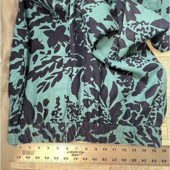 Soft Surroundings Lucca Wide Leg Linen Pants Women S Floral Blue Green NWOT - Picture 8 of 11